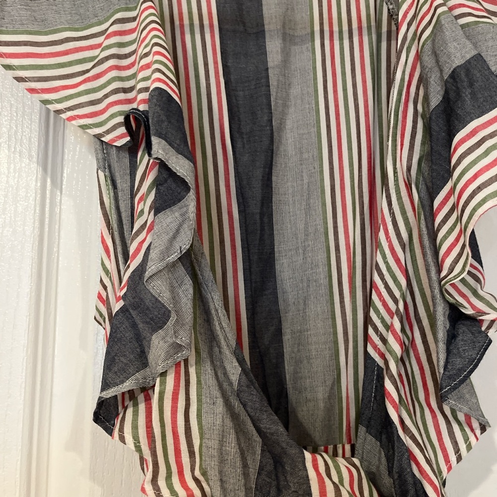 Striped ruffle wrap dress